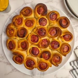 Jalapeño Cheddar Pull Apart Pigs in a Blanket with crescent rolls.