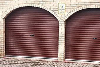 A roll-up garage door