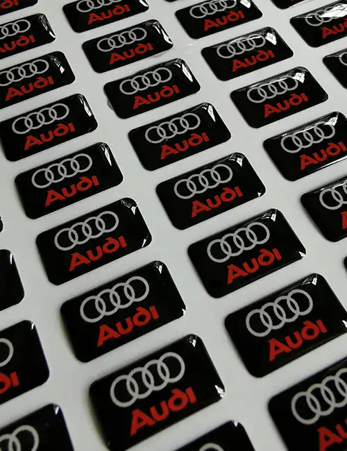 2x Audi 3D Gel Badge Decal Tuning 18x10mm