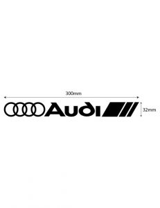 Audi side skirt car stickers on silver vehicle door panel