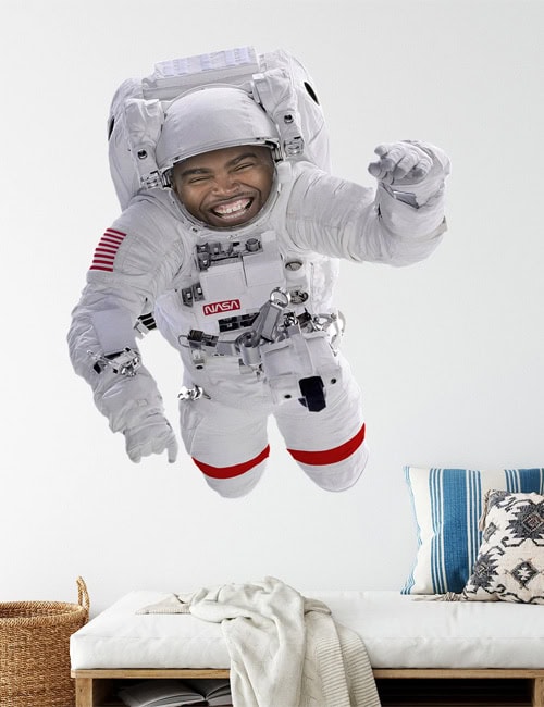 Astronaut wall sticker custom face space decal personalised NASA decor