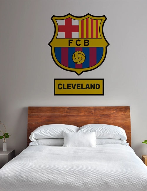 Barcelona FC personalised wall decal custom name football sticker FCB crest