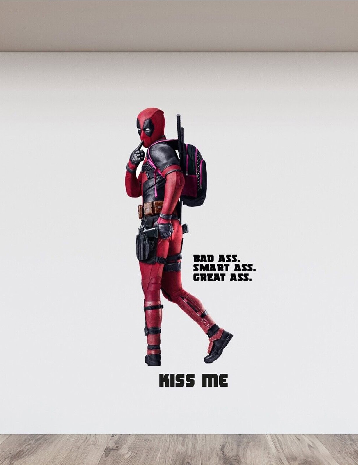 Deadpool decal badass wall decor and personalised superhero sticker