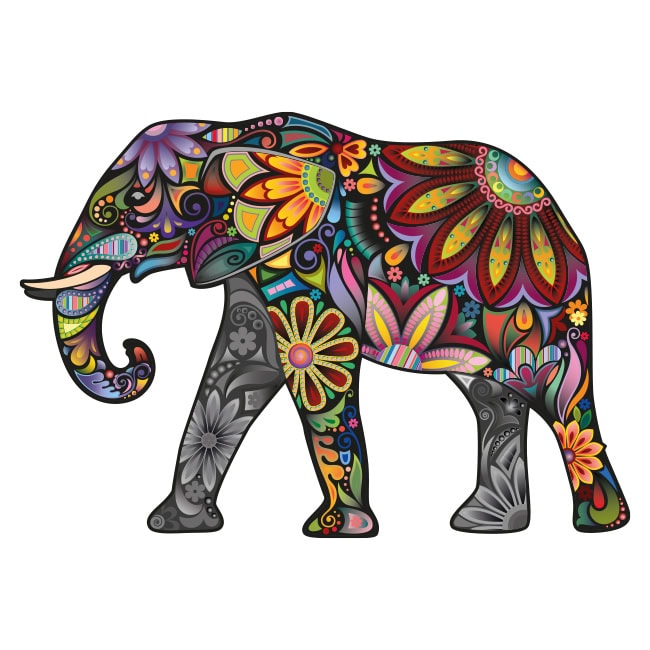Elephant Wall Decal – Colourful Mandala Boho Sticker UK - Image 3