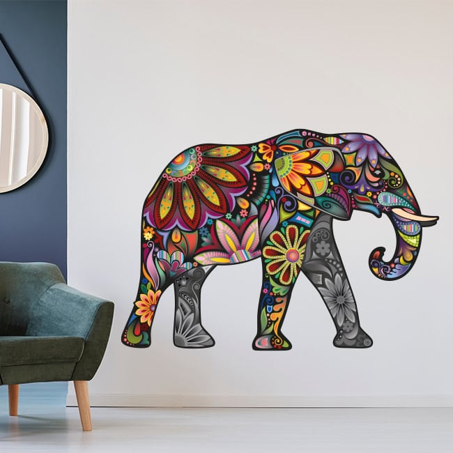 Elephant Wall Decal – Colourful Mandala Boho Sticker UK - Image 6