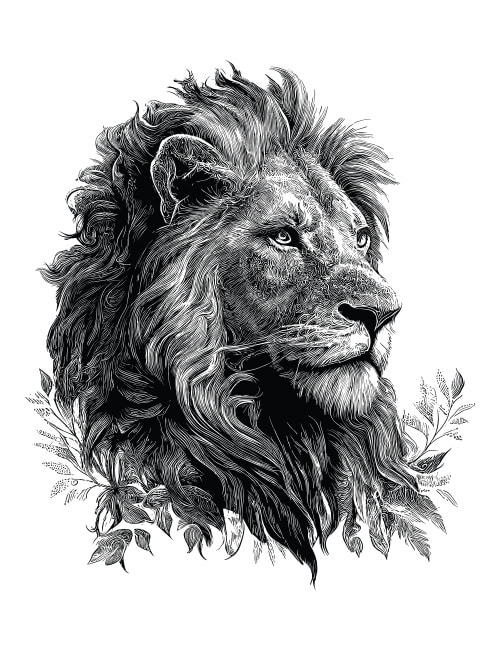 Lion Head Wall Decal – Black and White Graphic Sticker & Monochrome Animal Decor - Image 6