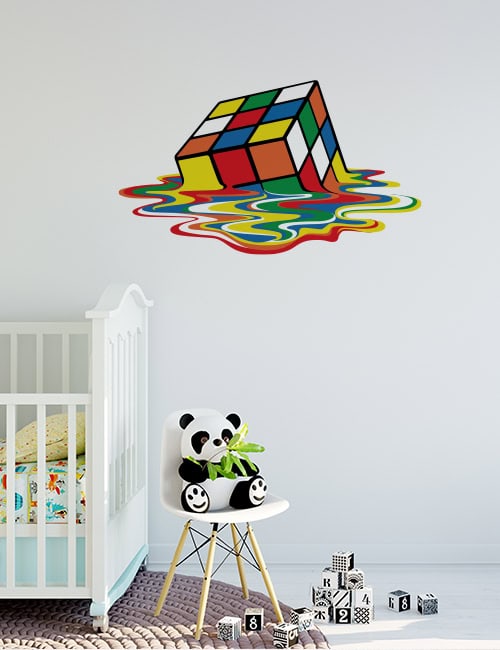 Melted Rubiks Cube Decal – Colourful Vector Wall Sticker - Image 2
