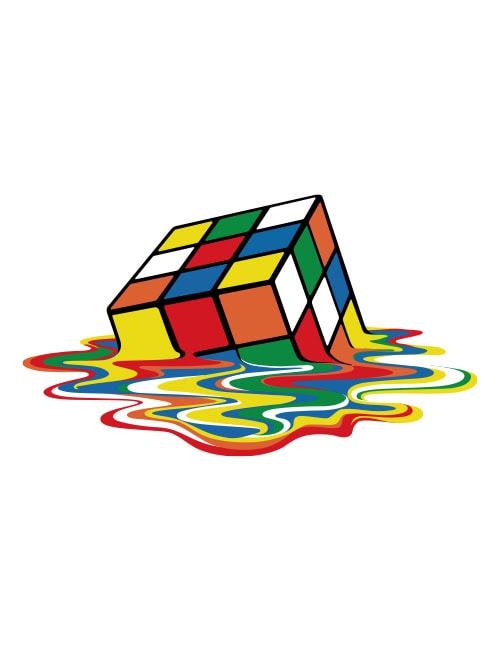 Melted Rubiks Cube Decal – Colourful Vector Wall Sticker - Image 5