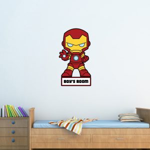 Baby Iron Man wall sticker with personalised name sign for kids' room