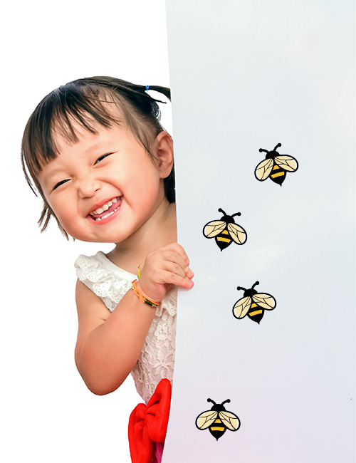 Bee sticker set with yellow and black decorative bees, available in sets of 3, 6 or 9