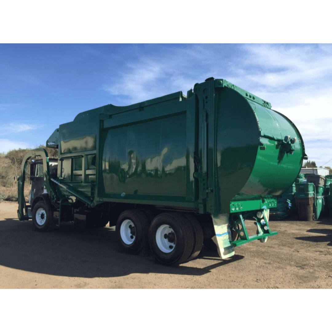 Wastewater containment tank on a truck for industrial or municipal waste management.