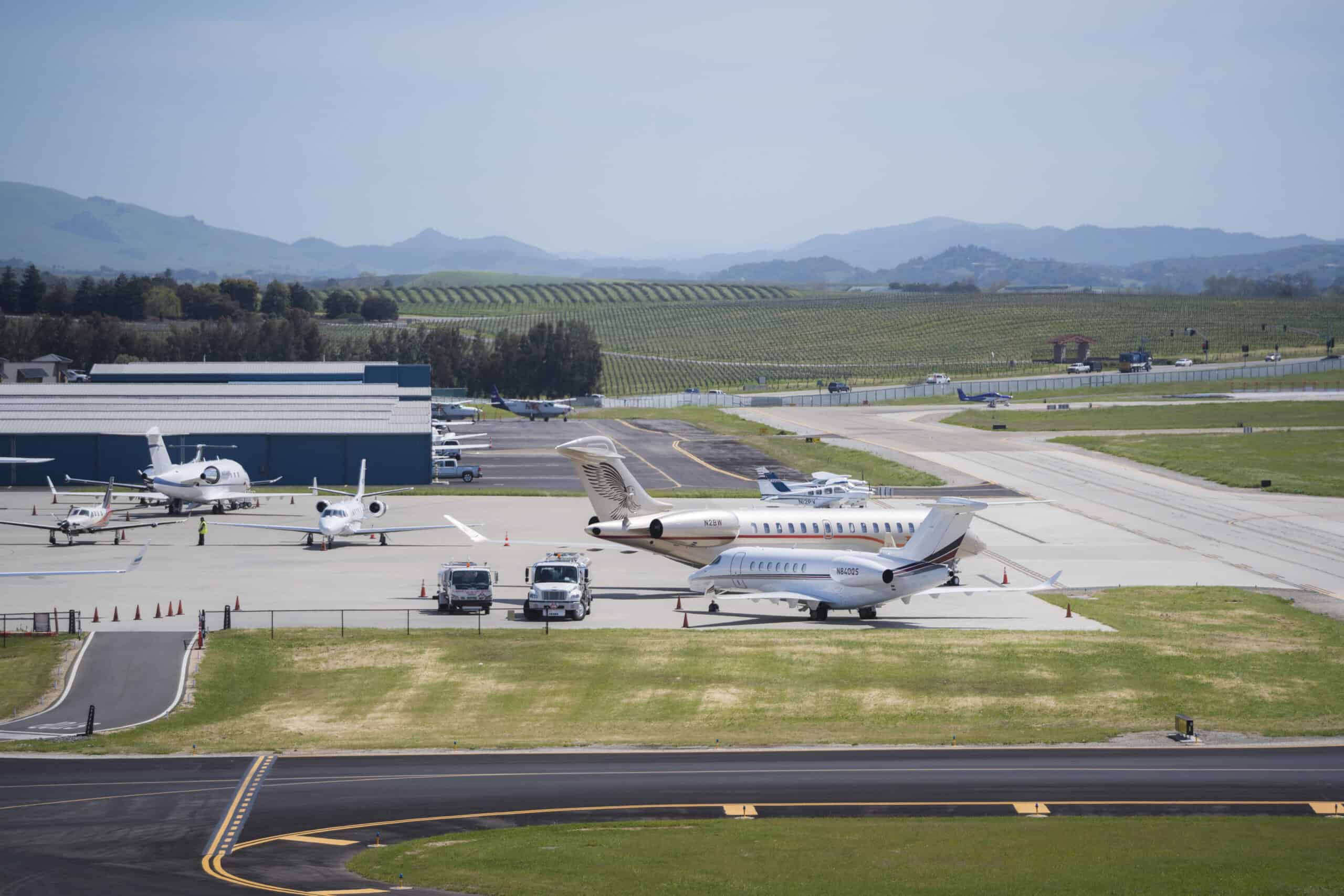 Airplanes on tarmac of SLO airport