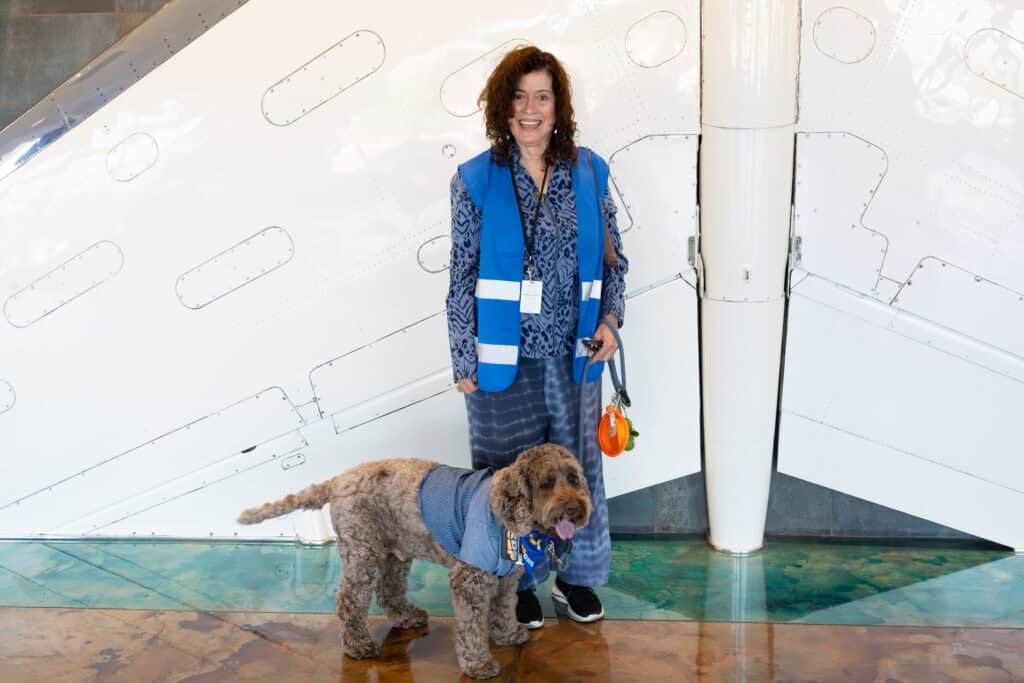 SBPaws therapy dog Rocco with their handler