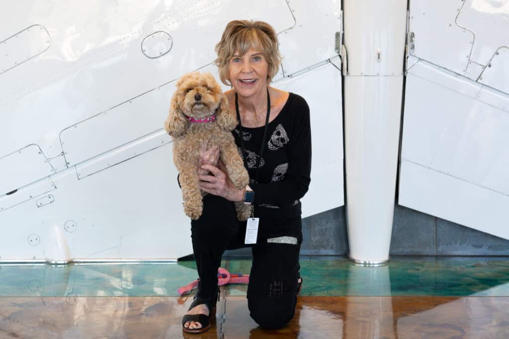 SBPaws therapy dog Bella with their handler