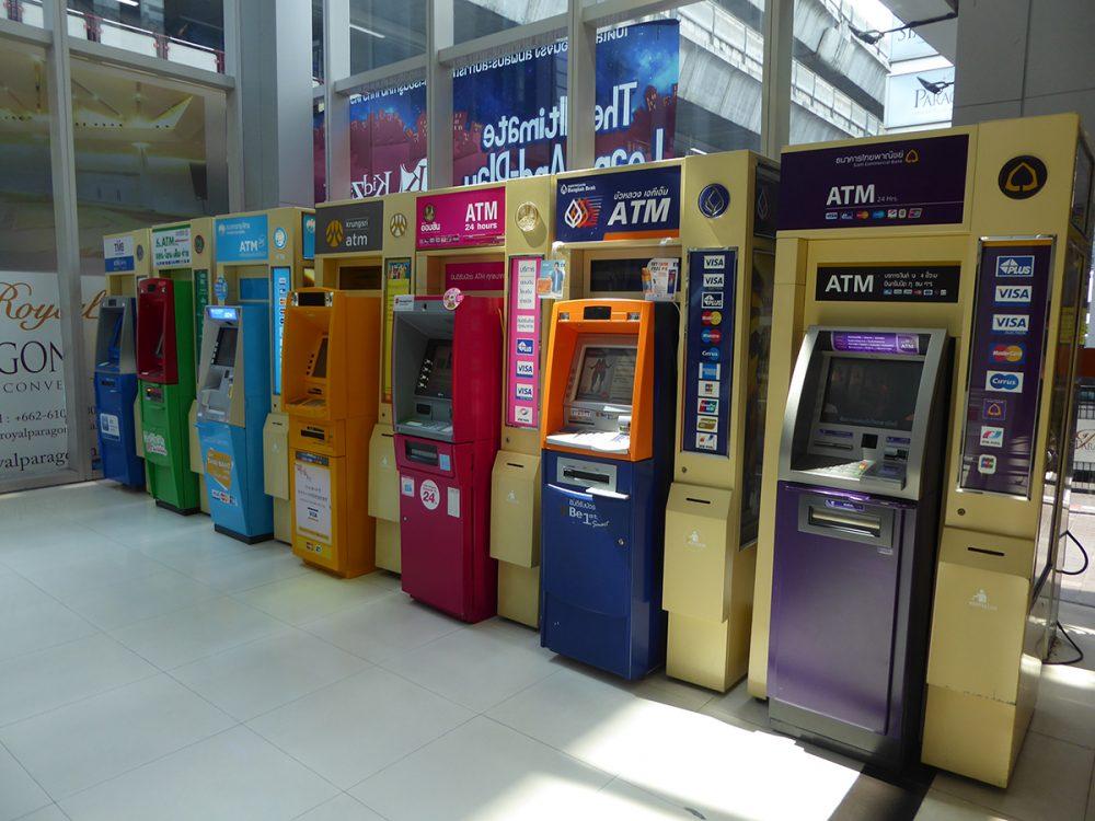 ATM machines in Thailand for currency exchange and cash withdrawals.