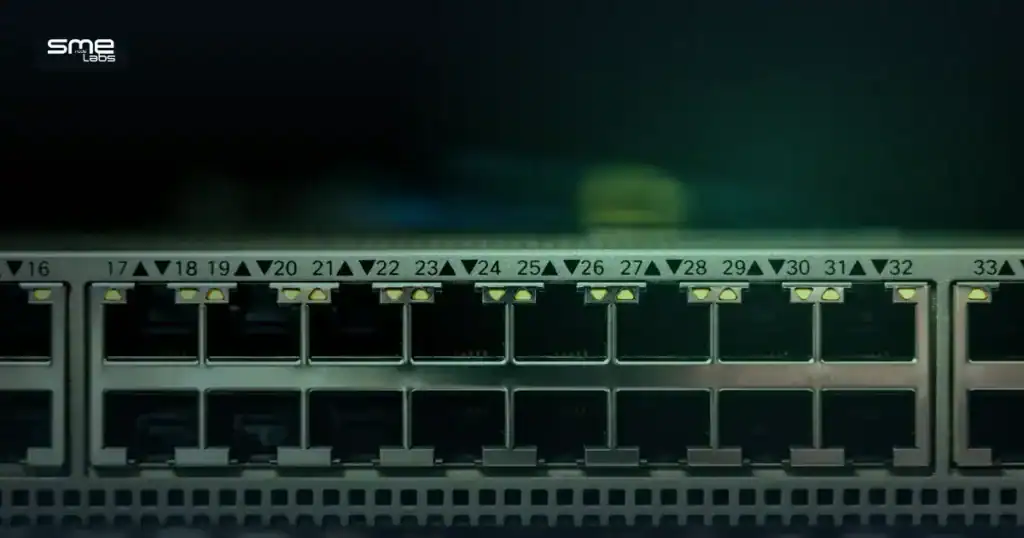 CCIE certification salary guide cover with duotone network switch background