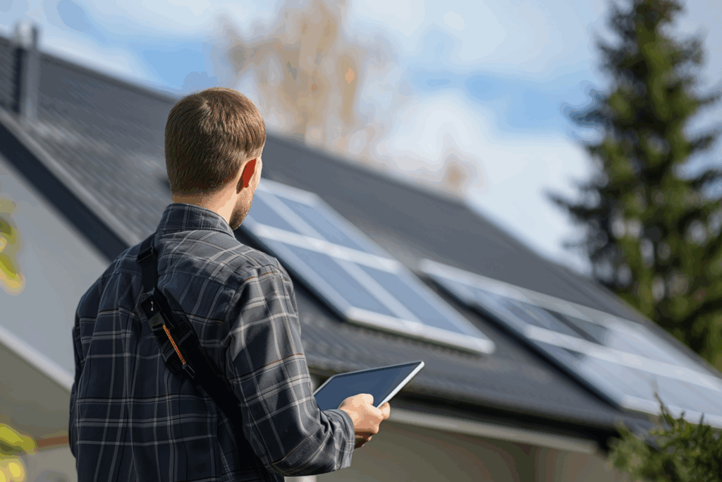 High-efficiency solar panels installed on a residential roof.