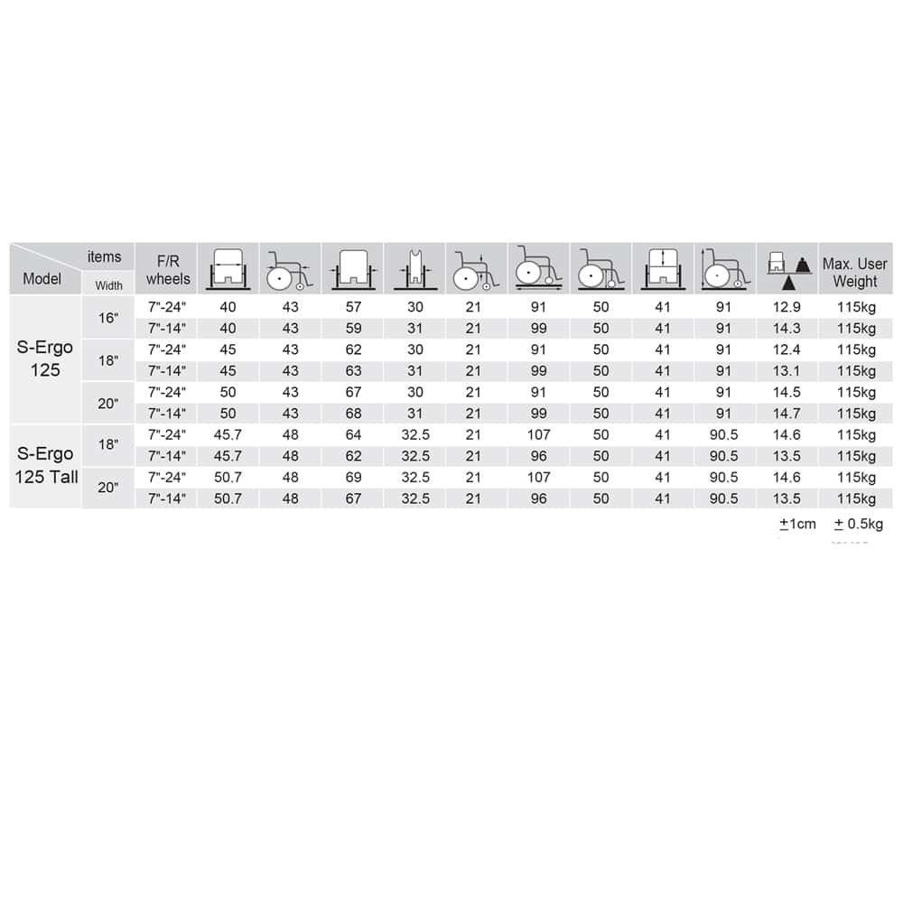 wheelchair sizes