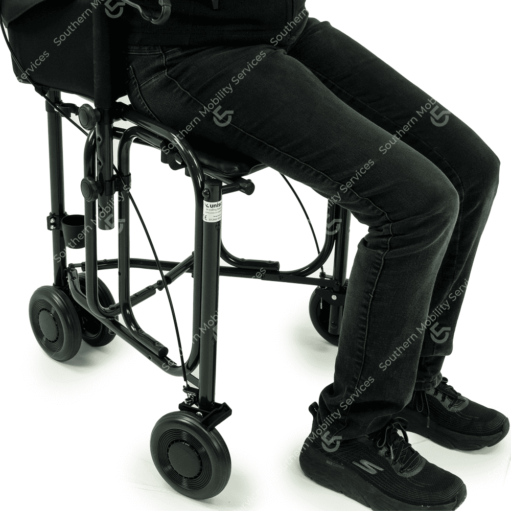 uni scan lightweight 3 walker sitting on seat