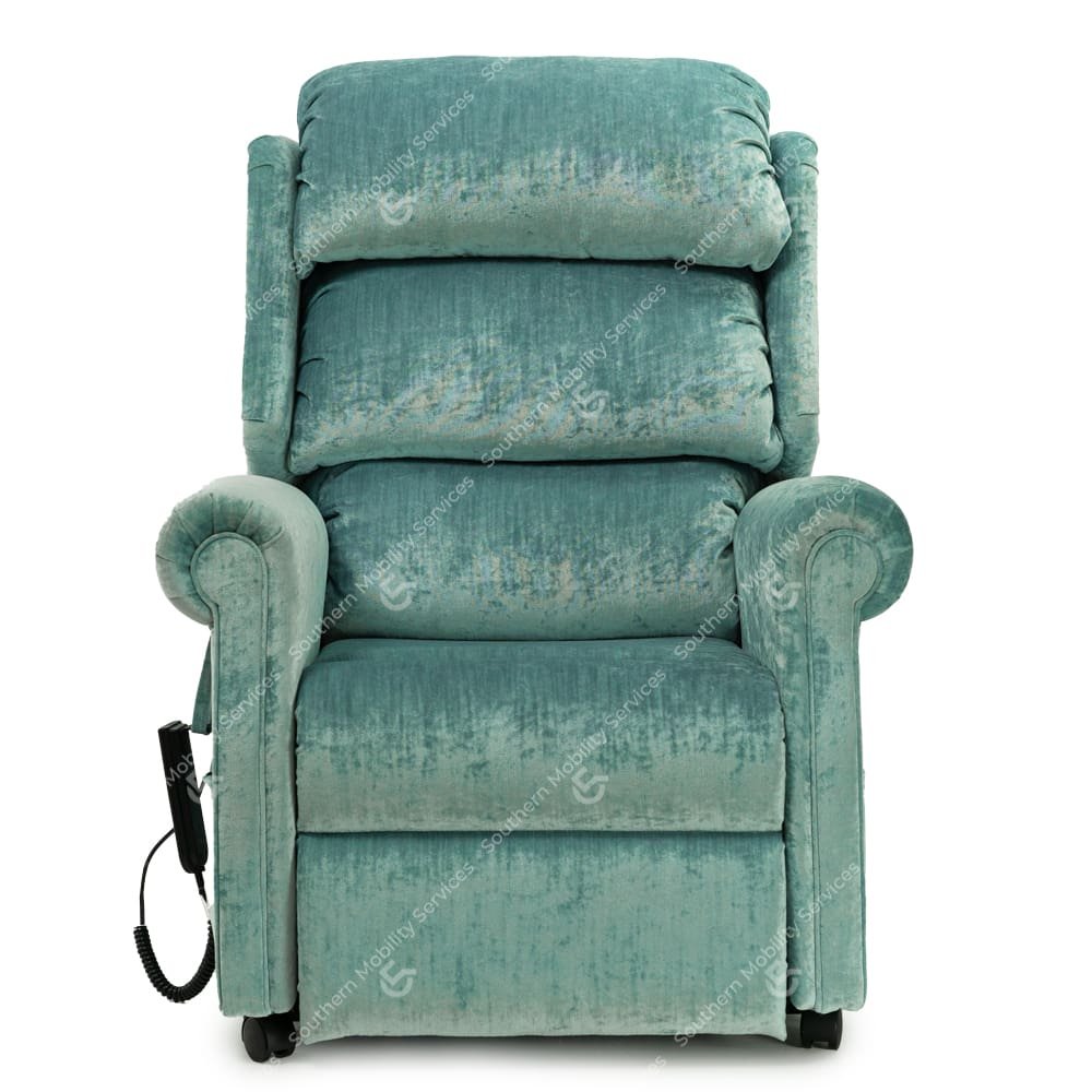 pale blue dual tilt in spsce riser recliner chair alton