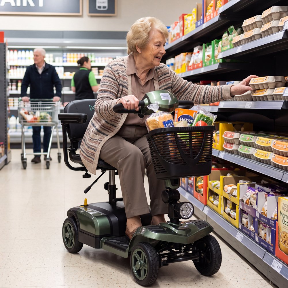 racer mobility scooter lady shopping basingstoke