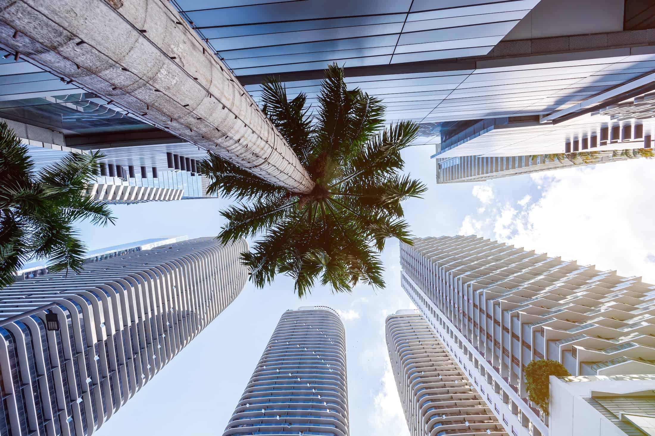 Miami skyline with skyscraper real estate in Brickell