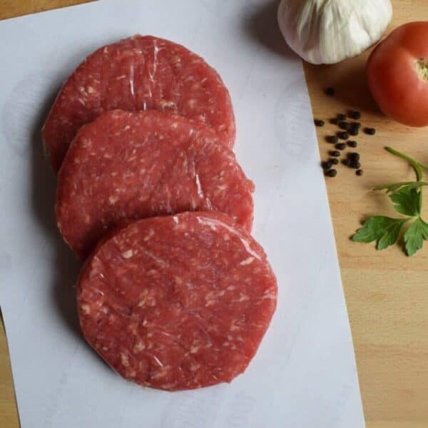 Tres hamburgueses de vedella artesanes