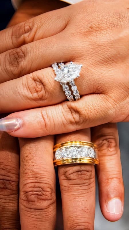 Elegant Wedding Ring Set in Close-Up