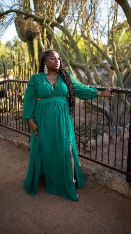 Elegant Woman in Green Dress