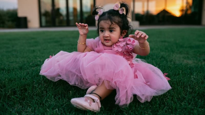 Adorable Little Girl in Pink Dress