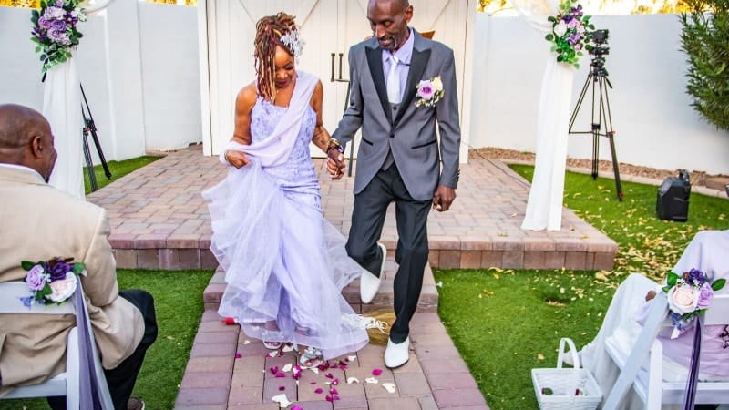 Wedding Couple Dancing in Garden