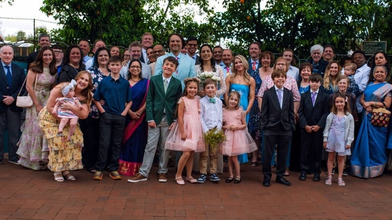 Large Wedding Celebration Group Photo