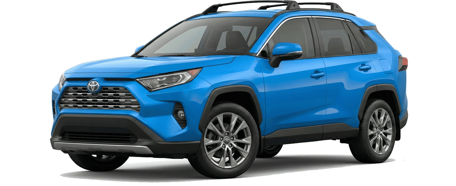 Blue Toyota RAV4 SUV parked, showcasing vehicle windshield needing repair.