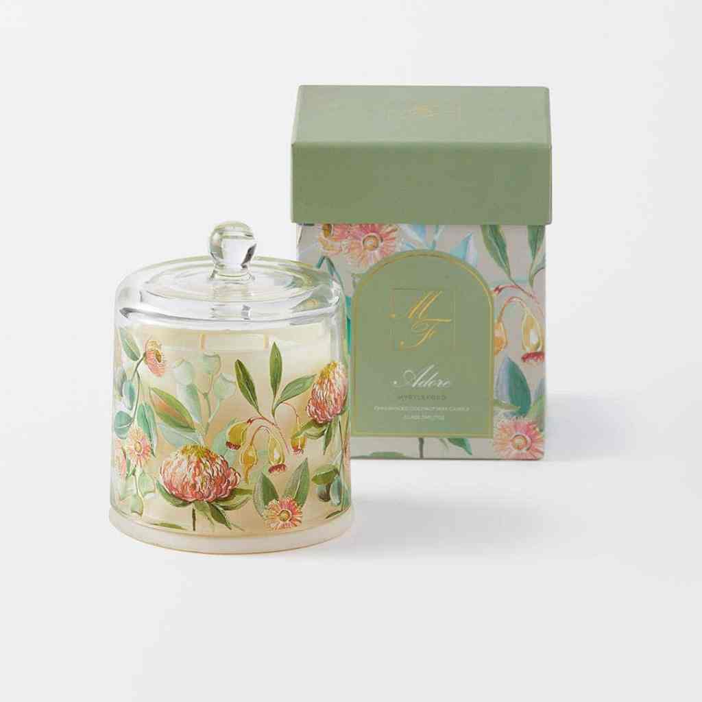 Scented candle in beautiful glass vessel for evening ritual