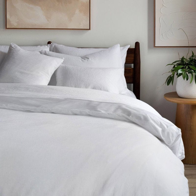 Crisp white bedding set minimalist home essential