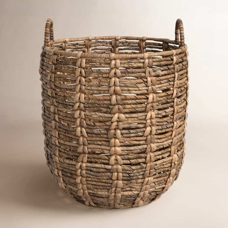 Woven wicker storage basket