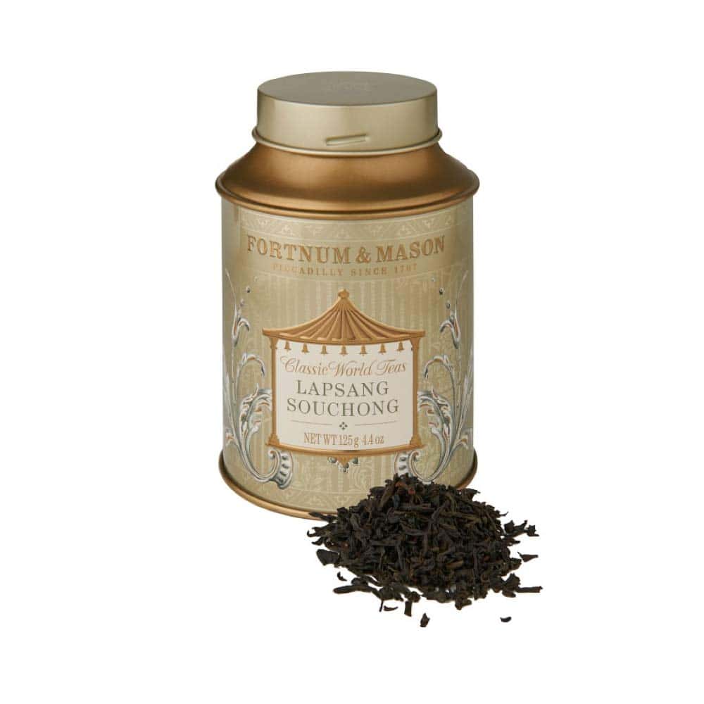 Fortnum and Mason lapsang souchong loose leaf tea tin for intentional ritualist dad fathers day tea ritual.