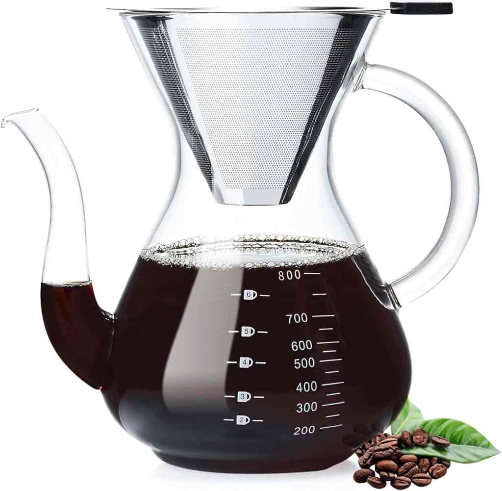 Glass pour over coffee maker setup for intentional ritualist dad fathers day morning ritual gift.