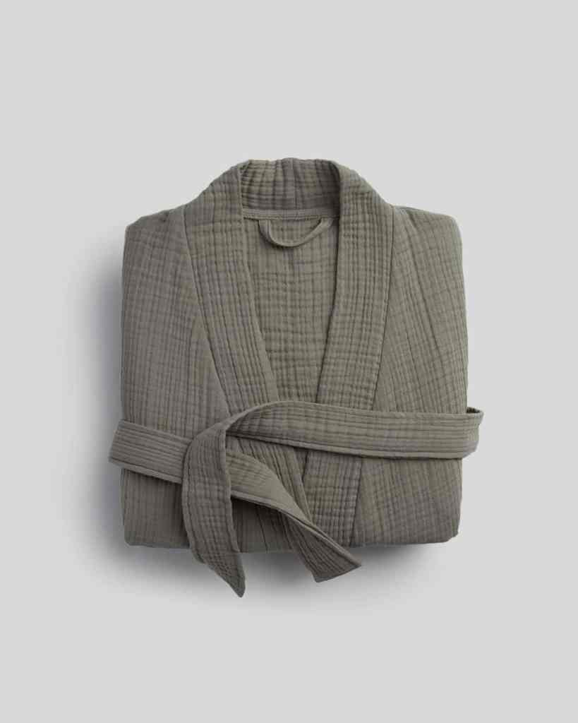 Parachute Home cloud cotton plush bathrobe in soft neutral folded for cozy comfort curator fathers day gift.