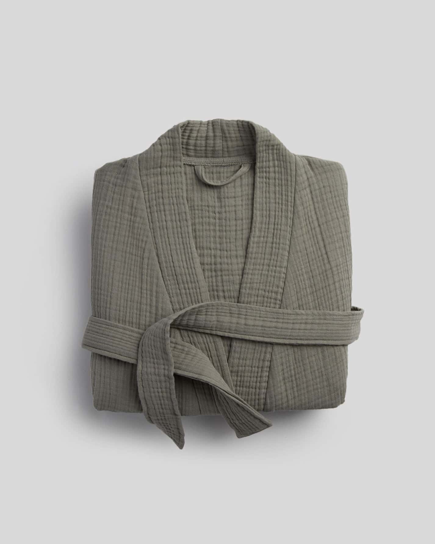Soft moss-green cotton robe