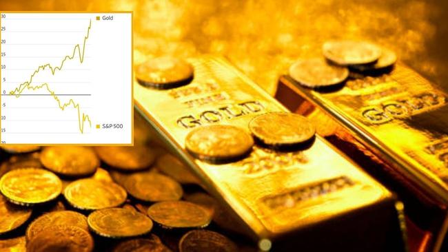 Gold bars and coins
