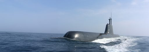 U-Boot mit Mastsystem auf dem Meer, made in Northern Germany.