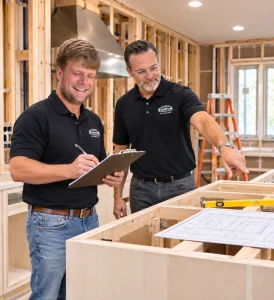 Stanton Pearce and Stanton Jr. of Stanton & Co. reviewing a Fort Worth remodeling job site