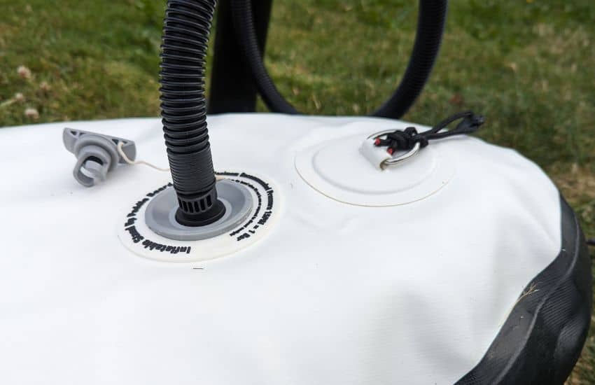 How to Inflate and Deflate Your Paddle Board (Step-by-Step Guide) 2 How to inflate your paddle board - Pump connected to SUP