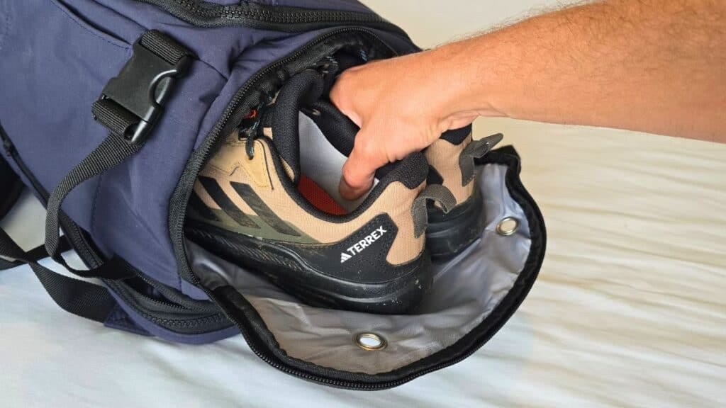 Bagsmart Blast Travel Backpack Review (2026) 4 Bagsmart Blast 28L Travel Backpack - Shoe compartment