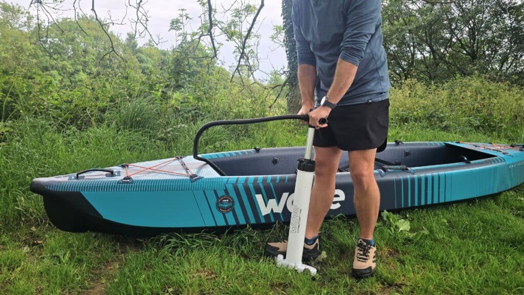Wave Navigator 3.0 Review: The Best Inflatable Kayak? 9 Wave Navigator 3.0 Kayak inflating with pump