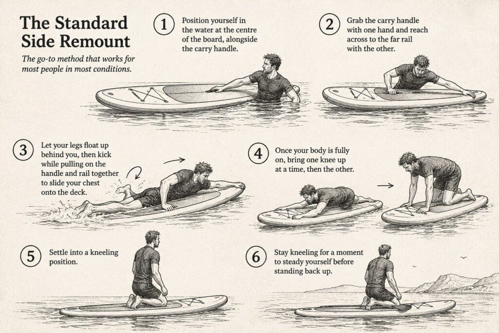 How to Fall Off a Paddle Board Safely & Get Back On 1 How to fall off a paddle board and get back on - the standard remount