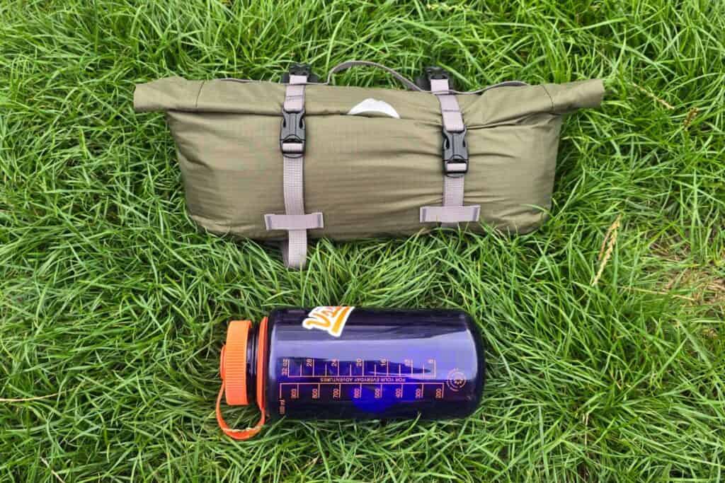 Hubba Hubba Bikepack 1P Tent PAck size compared to 1L Nalgene bottle