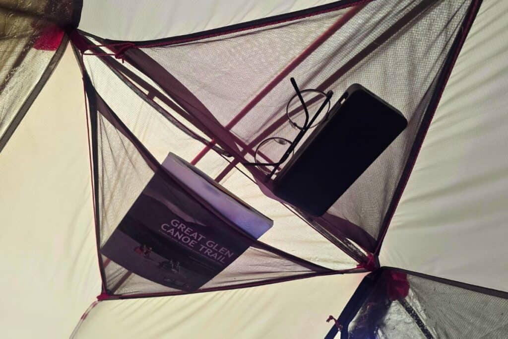 Hubba Hubba Bikepack 1P Tent storage and clothes line