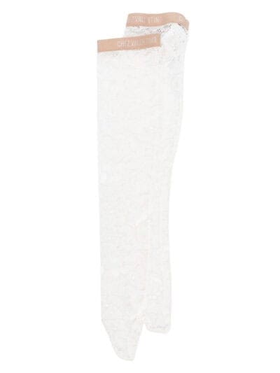 Calcçolas femininas de renda brancas com elástico de marca Valentino.